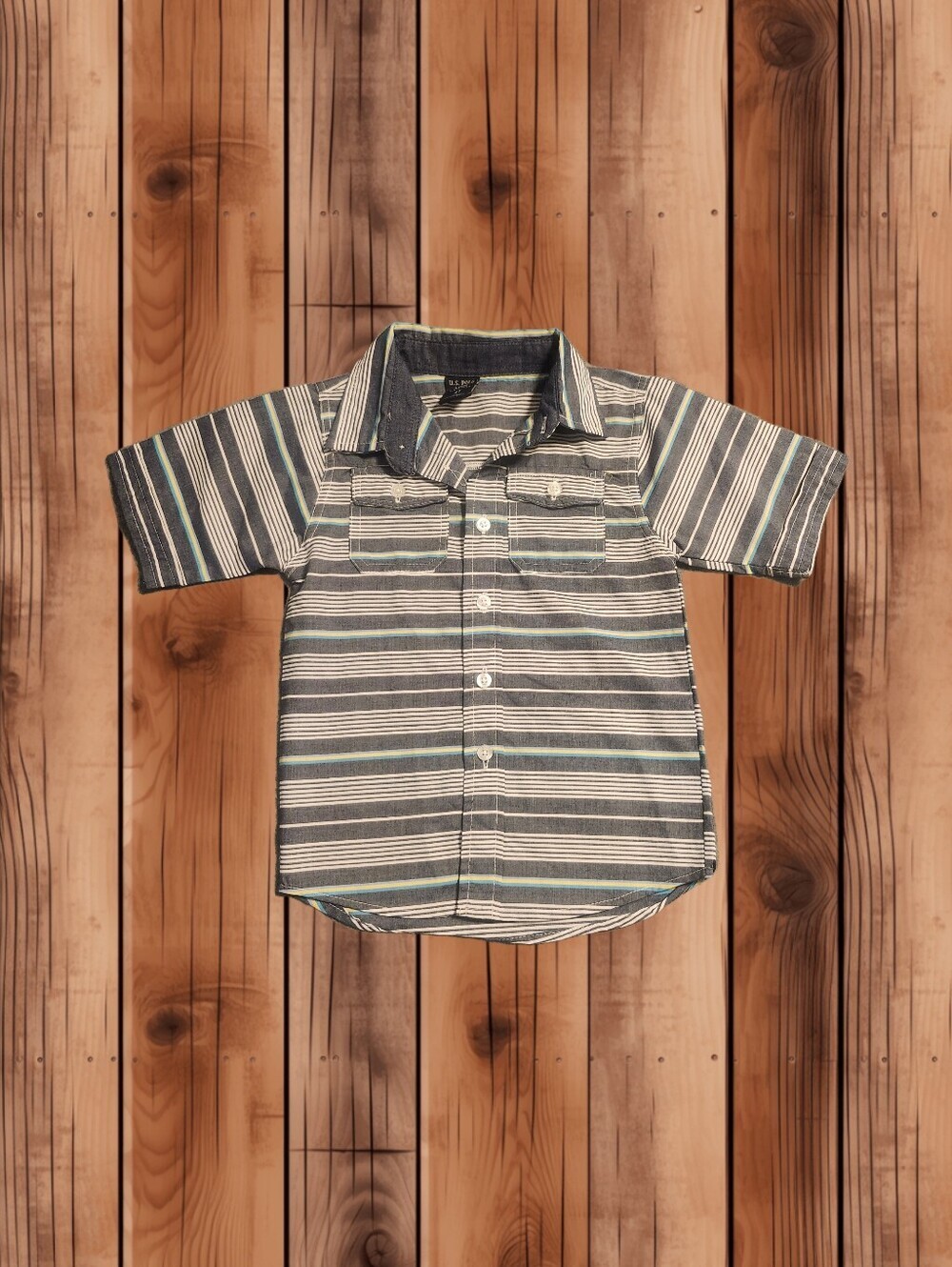 🔥5/$25🔥​U.S. Polo Assn. Boys Striped Button Down Shirt Short Sleeve Size 4T